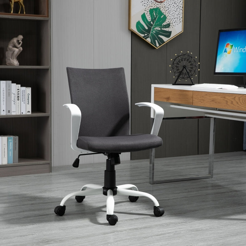 Dark Grey Swivel Task Chair with Armrests and Adjustable Height