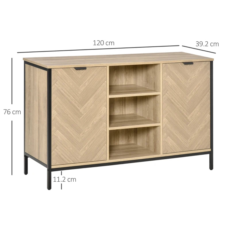 Oak Tone 2-Door Sideboard Storage Cabinet with Adjustable Shelves