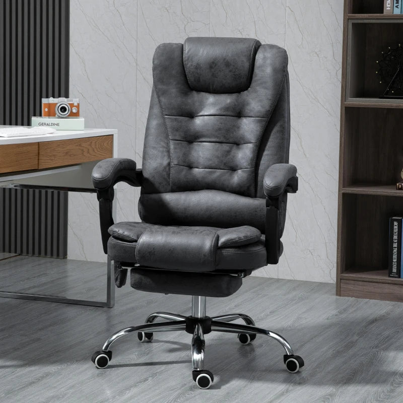Dark Grey Heated Massage Office Chair with Footrest