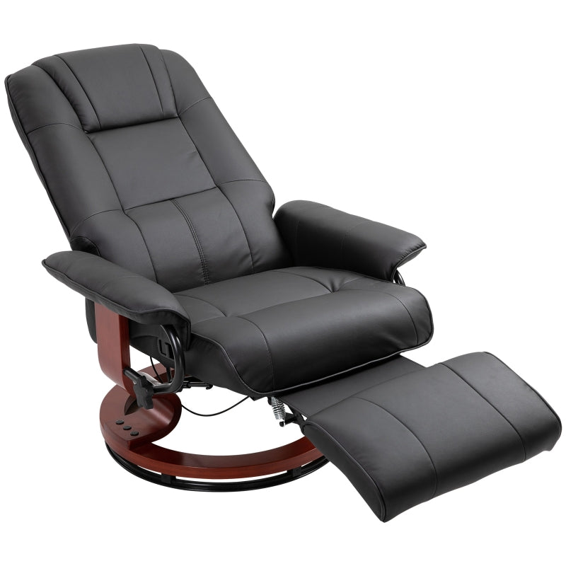 Black Faux Leather Manual Recliner Armchair