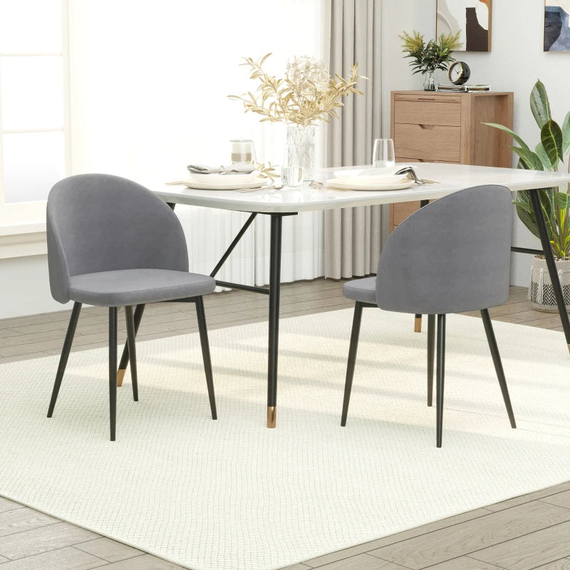 Grey Fabric Dining Chairs Set of 2 for Office Kitchen Living Room