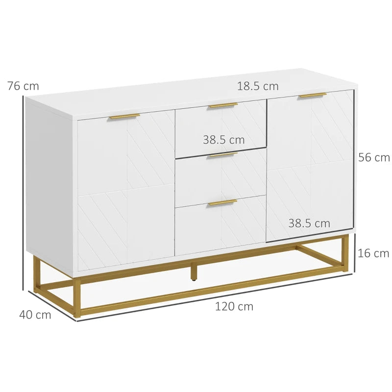 Modern White Storage Cabinet with 3 Drawers