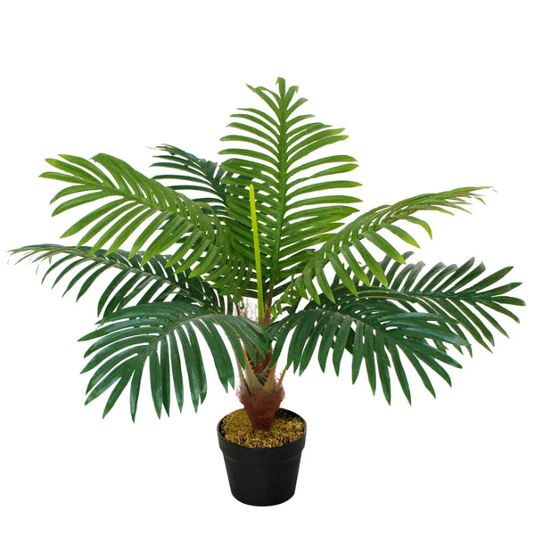 Artificial 60cm Palm Tree Decorative Plant - Green, 8 Leaves, Indoor/Outdoor