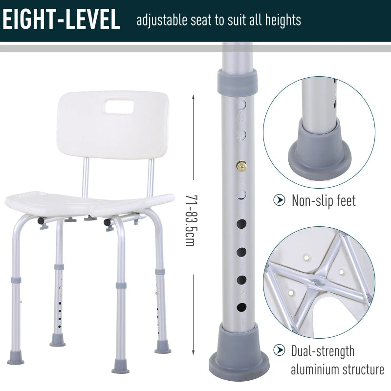 Adjustable Aluminum Bath Stool - White