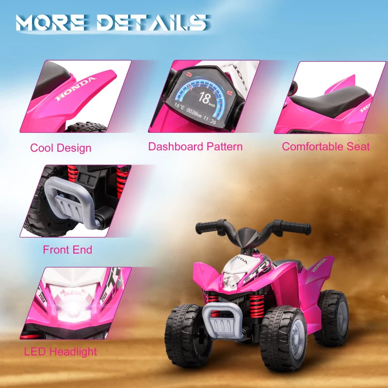 Pink Honda Licensed Kids Electric Quad Bike 6V Ride-On Car Toy