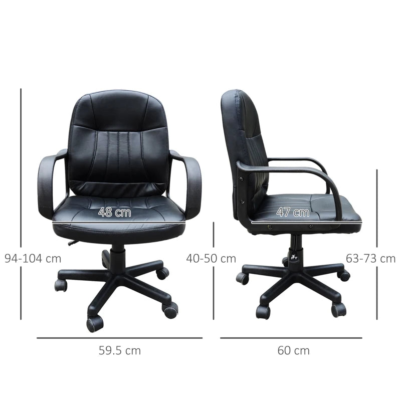 Black Swivel Office Chair - PU Leather Desk Gaming Seater