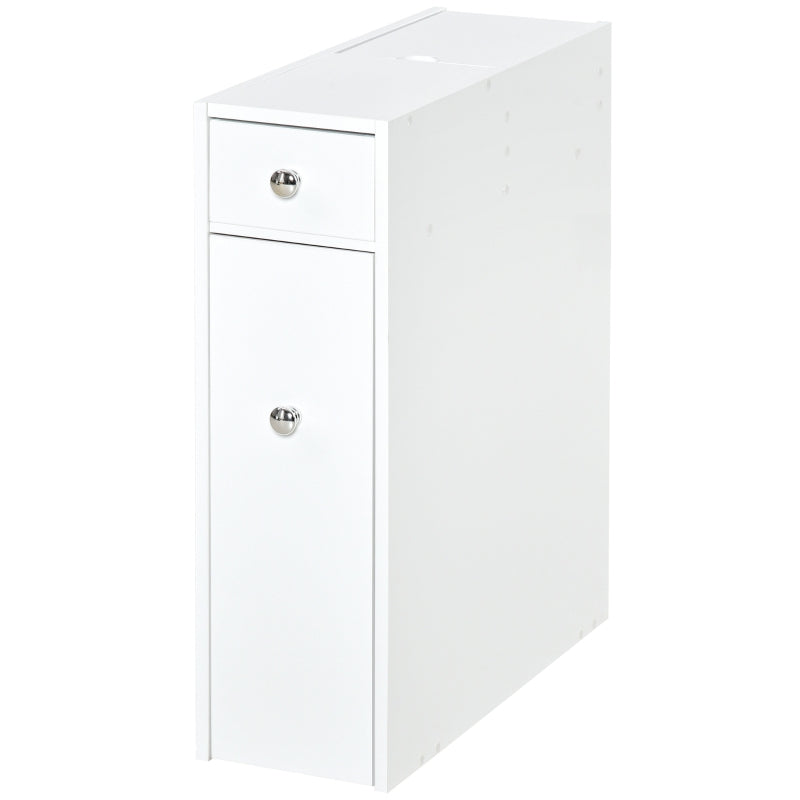 White Slim Bathroom Storage Cabinet with Drawers