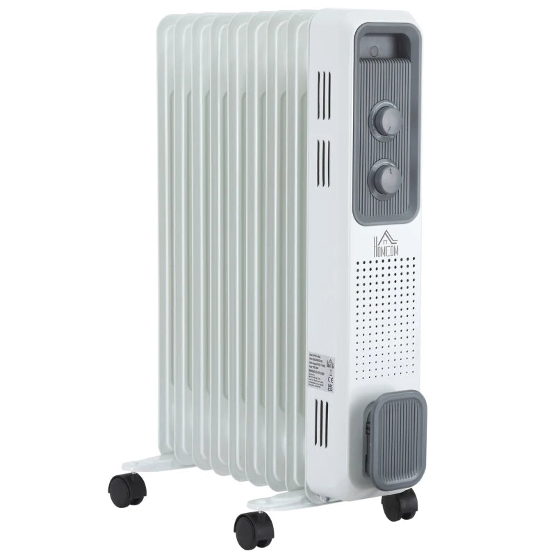 White 9-Fin Portable Electric Oil Filled Radiator Heater