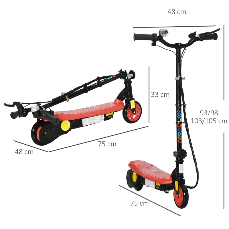 Red Foldable Electric Scooter with LED Headlight for Ages 7-14