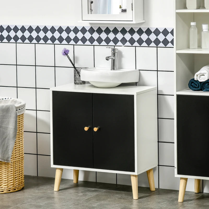 Modern Black and White Bathroom Sink Storage Cabinet