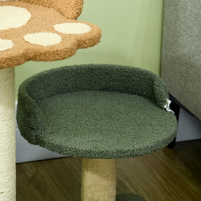 52cm Small Cat Tree with Scratching Posts, Beds, Toy Ball - Grey