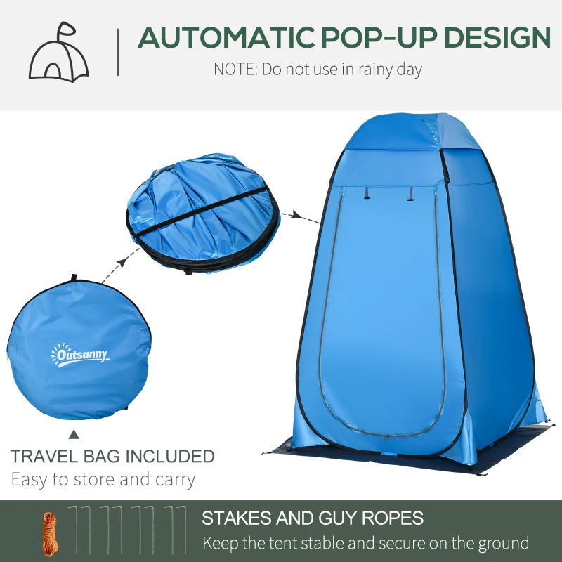 Blue Pop Up Outdoor Shower Privacy Tent with Removable Floor