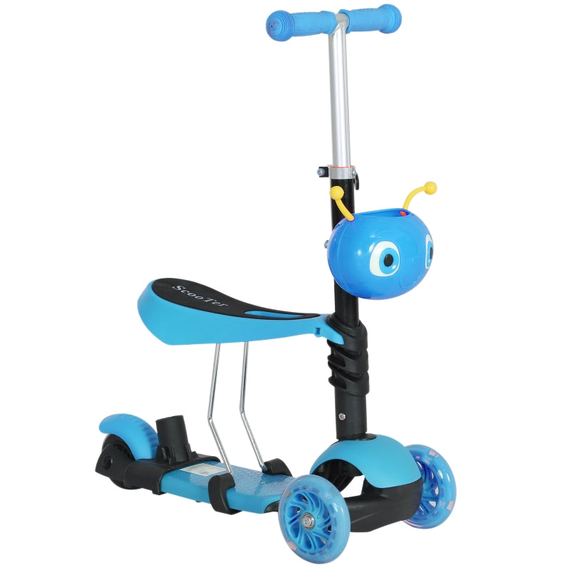 Blue 5-in-1 Kids Toddler Mini Kick Scooter with Removable Seat