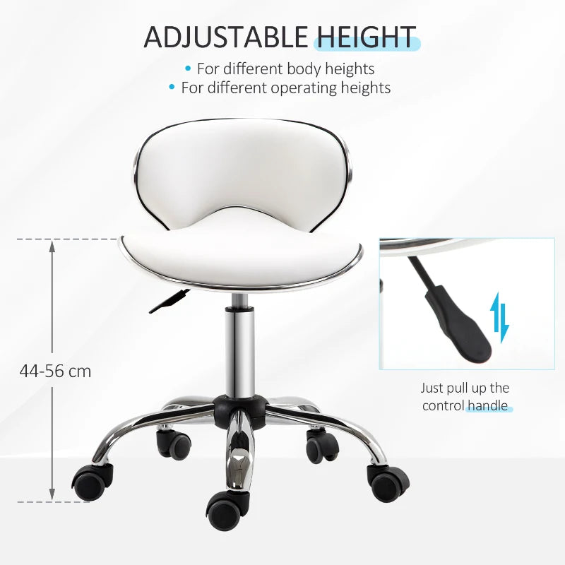 White Adjustable Swivel Salon Chair for Spa and Technician