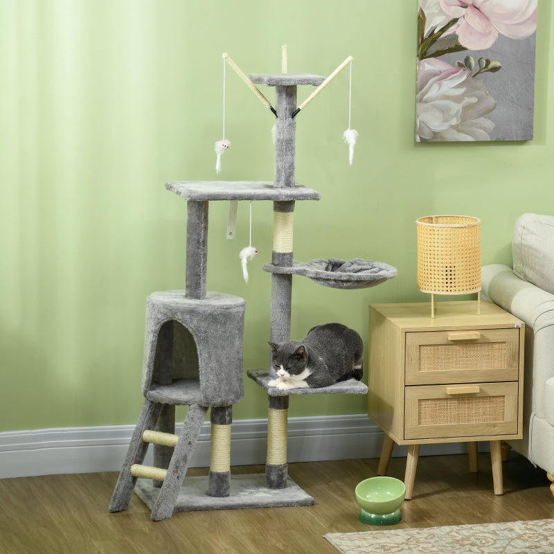 Grey Cat Climbing Tower Scratching Post 135cm