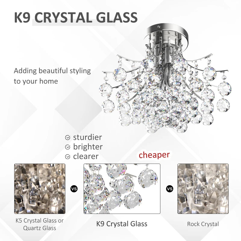 Crystal Ceiling Chandelier - Modern Silver