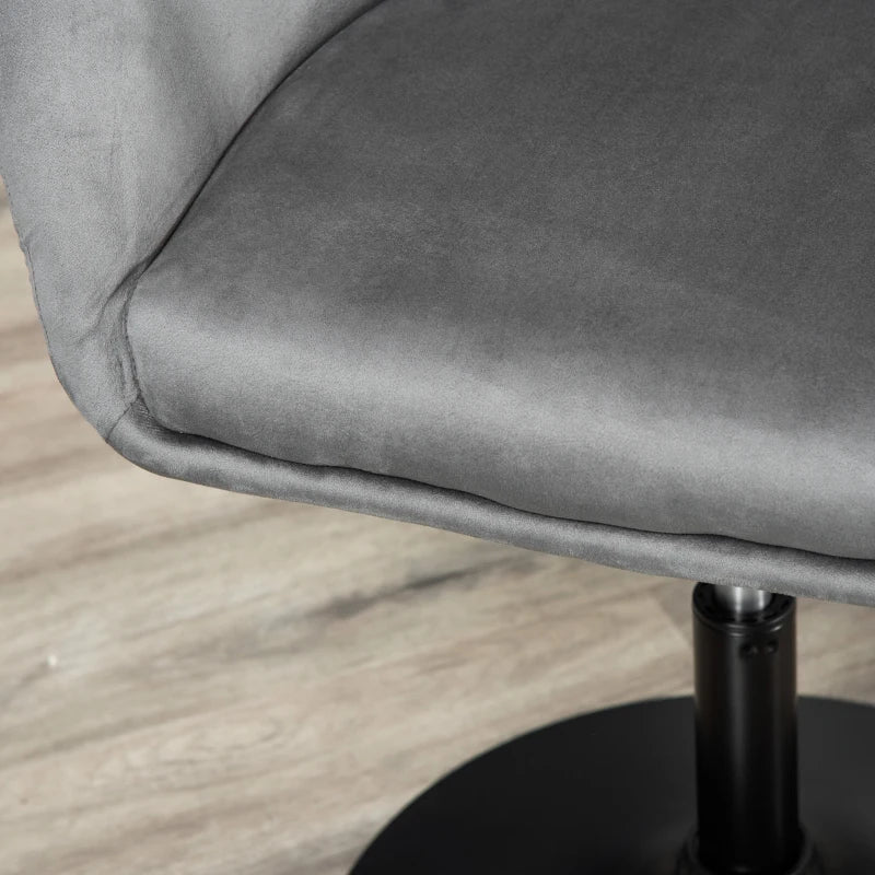 Grey Swivel Fabric Bar Stool with Adjustable Height