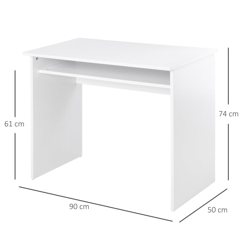 White Wood Grain Small Home Office Desk with Storage Shelf