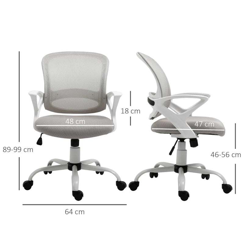 Grey Mesh Office Chair with Lumbar Support & Adjustable Height