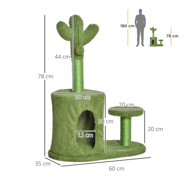 78cm Cactus Cat Tree Tower - Indoor Cat Activity Centre