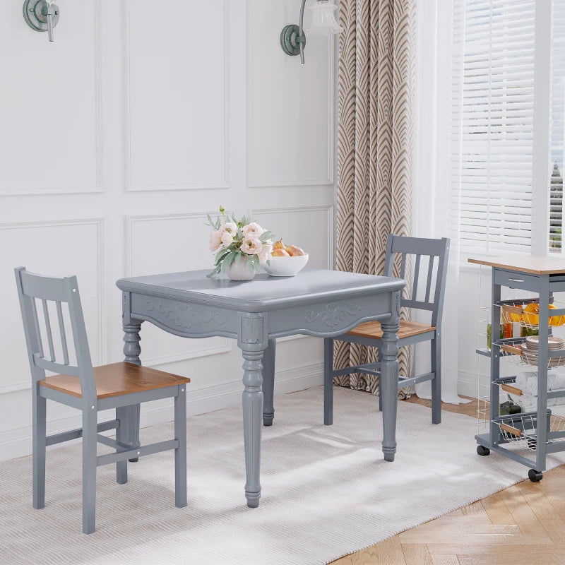 Grey Slat Back Dining Chairs Set of 2, Pine Wood, Kitchen & Dining Room