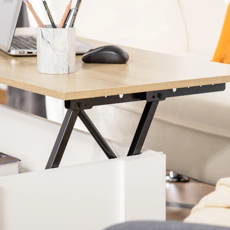 Modern White Lift-Top Coffee Table with Hidden Storage