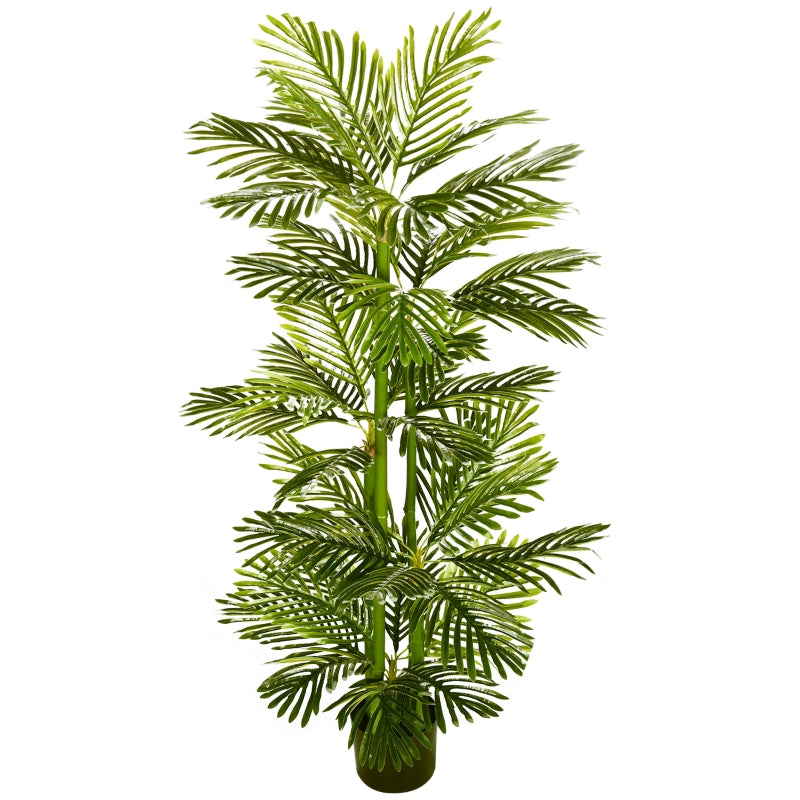 Green Tropical Palm Fake Plant in Pot for Indoor Outdoor Decor, 15x15x140cm