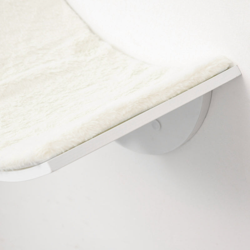 White Curved Cat Wall Shelf Bed 41x28x21cm