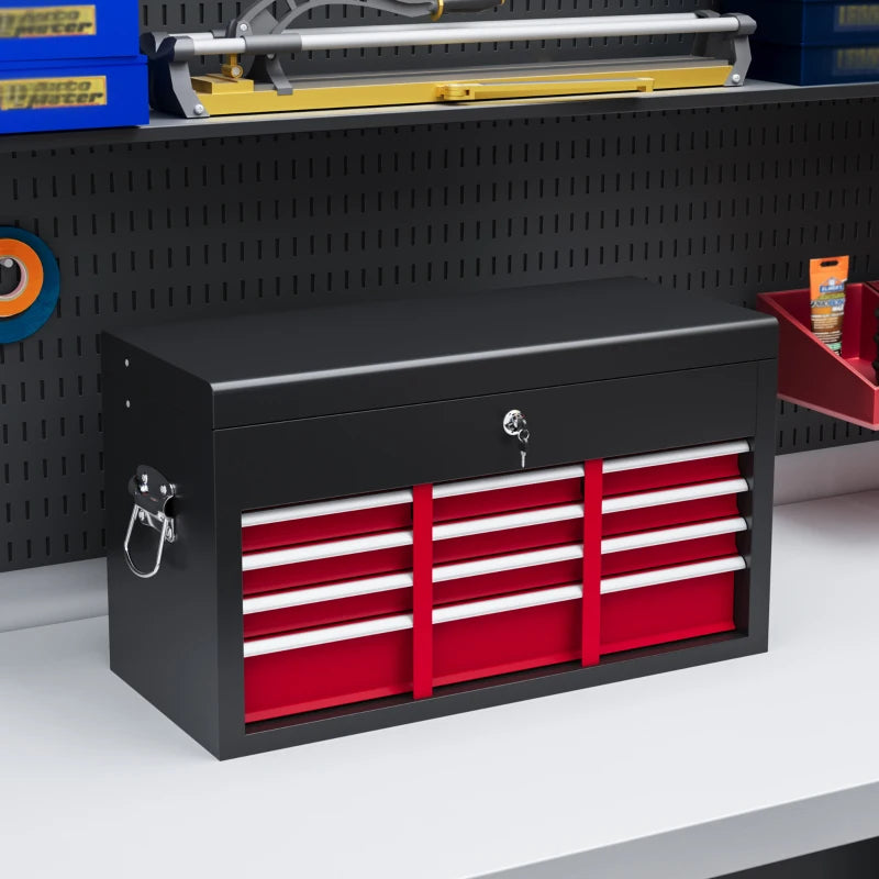 Red Steel 6-Drawer Tool Storage Chest with Lock and Keys