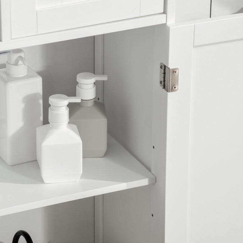 White Bathroom Storage Cabinet with Drawers & Shelf