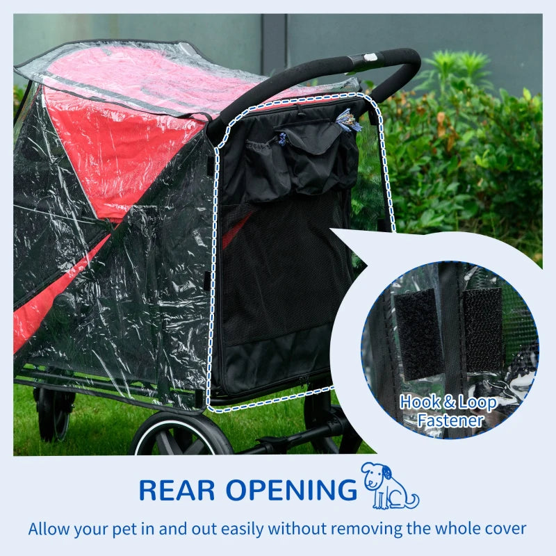 Black Dog Pram Rain Cover with Rear Entry