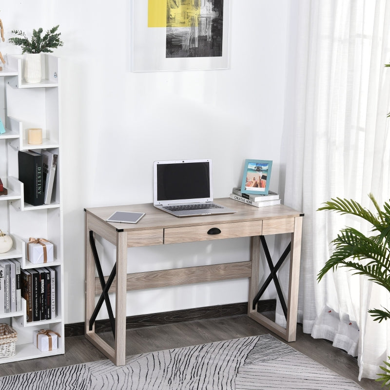 Modern Natural Writing Desk with Drawer - Home Office Workstation 112x51x76cm