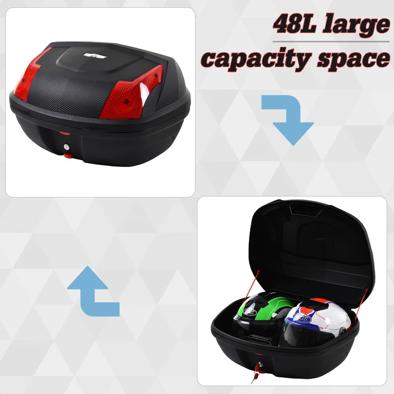 48L Motorcycle Trunk Storage Box - Black