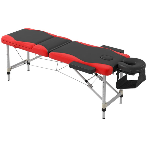 Black and Red Foldable Massage Table for Salon and Spa