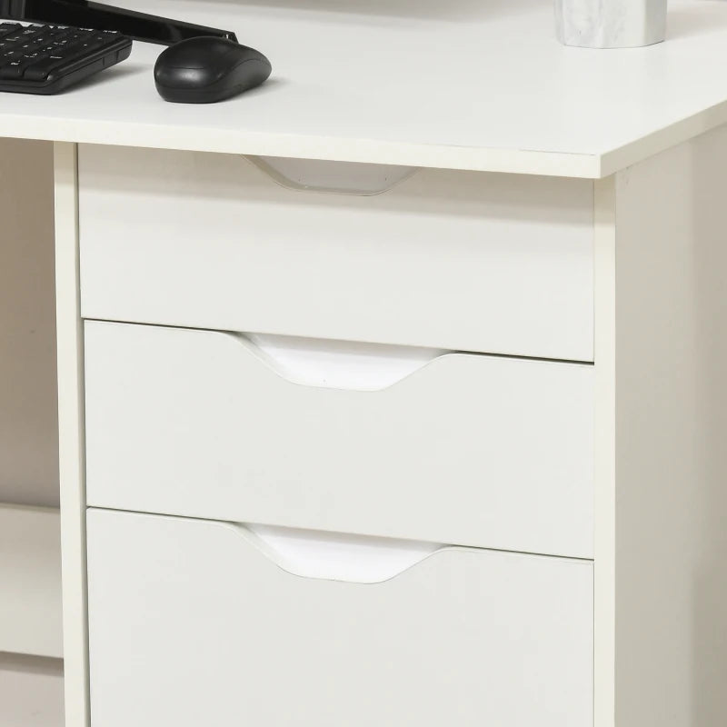 White High Gloss Computer Desk with Drawers and Storage Cabinet, 120x60cm