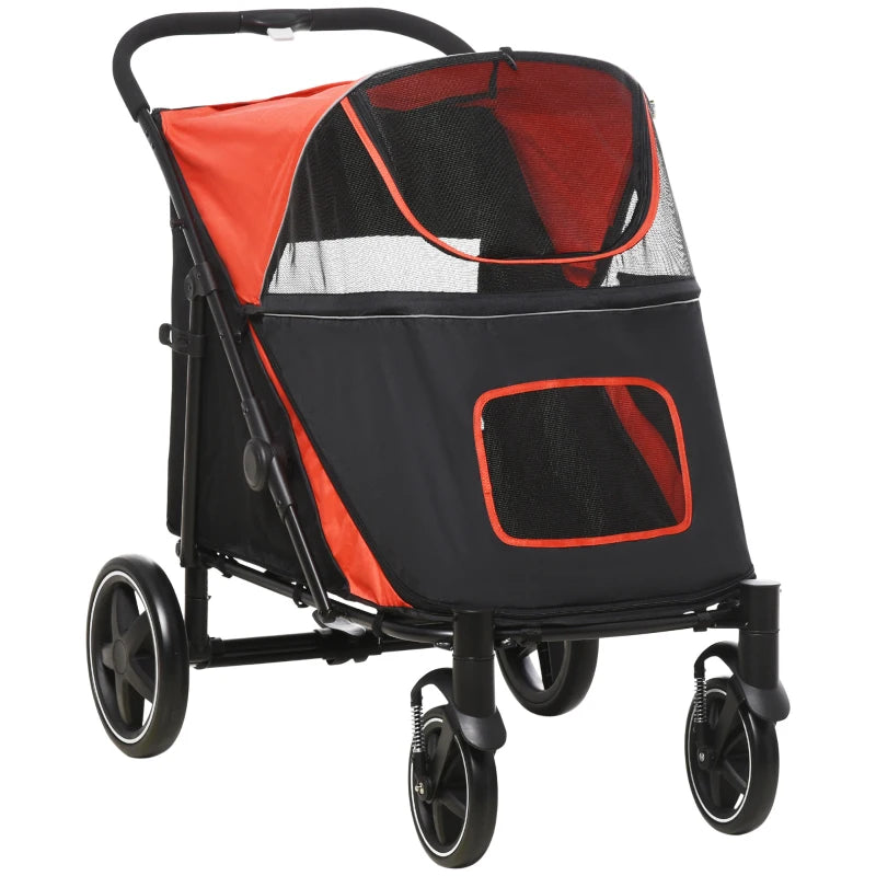 Red Foldable Pet Stroller for Medium and Large Dogs