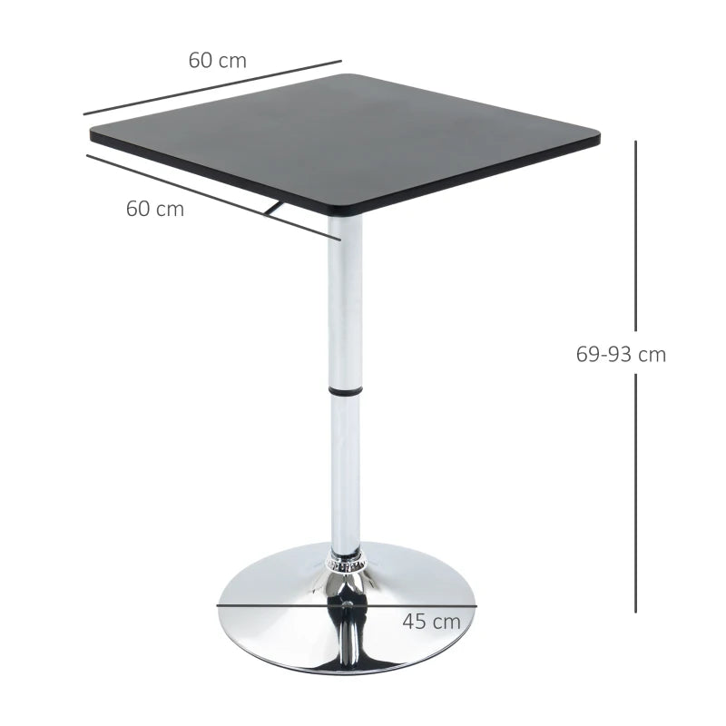 Modern Black and Silver Swivel Bar Table with Adjustable Height