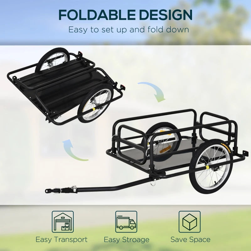 Black Steel Frame Bike Cargo Trailer with Hitch