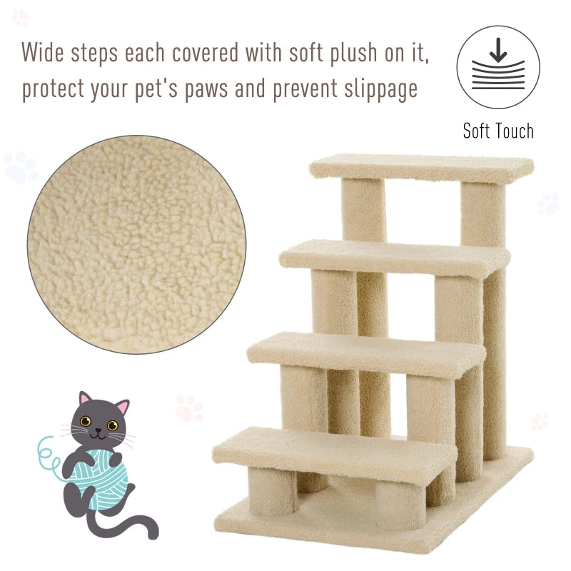 Cat Tree Ladder - Light Brown - 63.5L x 43W x 60H (cm)