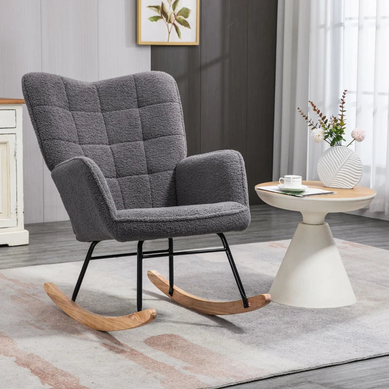 Dark Grey Wingback Nursery Rocking Chair