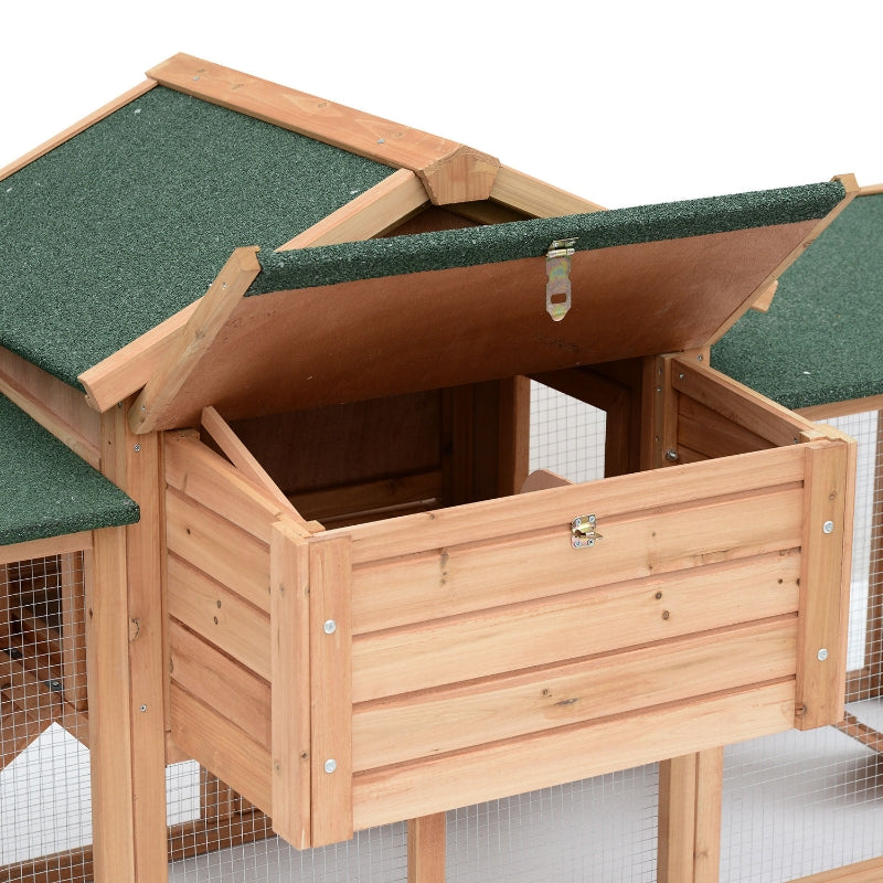 Wooden Chicken Coop with Run and Nesting Box - Large, 204 x 85 x 93cm (Brown)