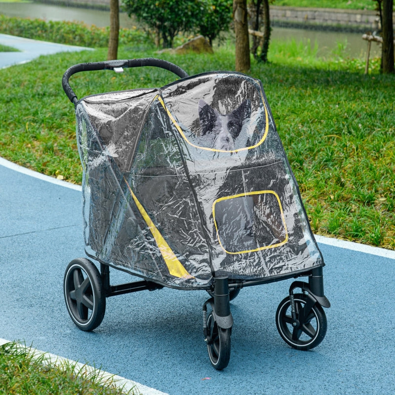 Foldable Pet Travel Stroller with Rain Cover - Grey