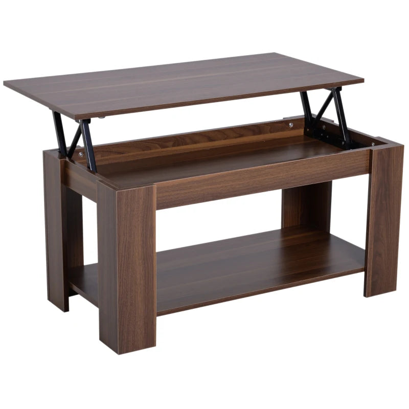 Modern Lift-Up Coffee Table with Hidden Storage - Brown