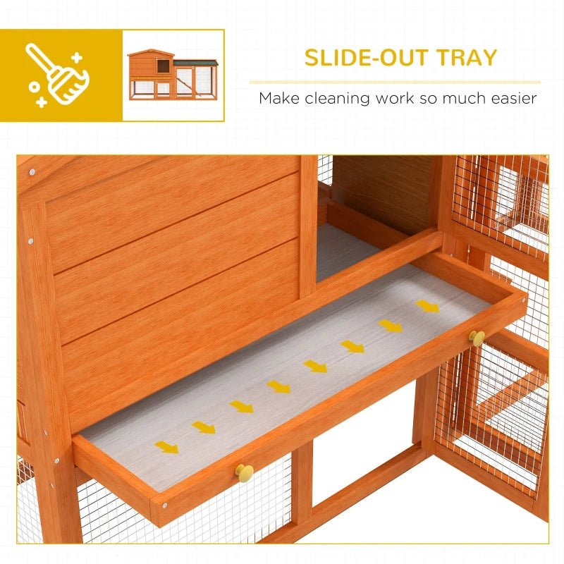 Orange 2 Tier Rabbit Hutch with Run and Ramp