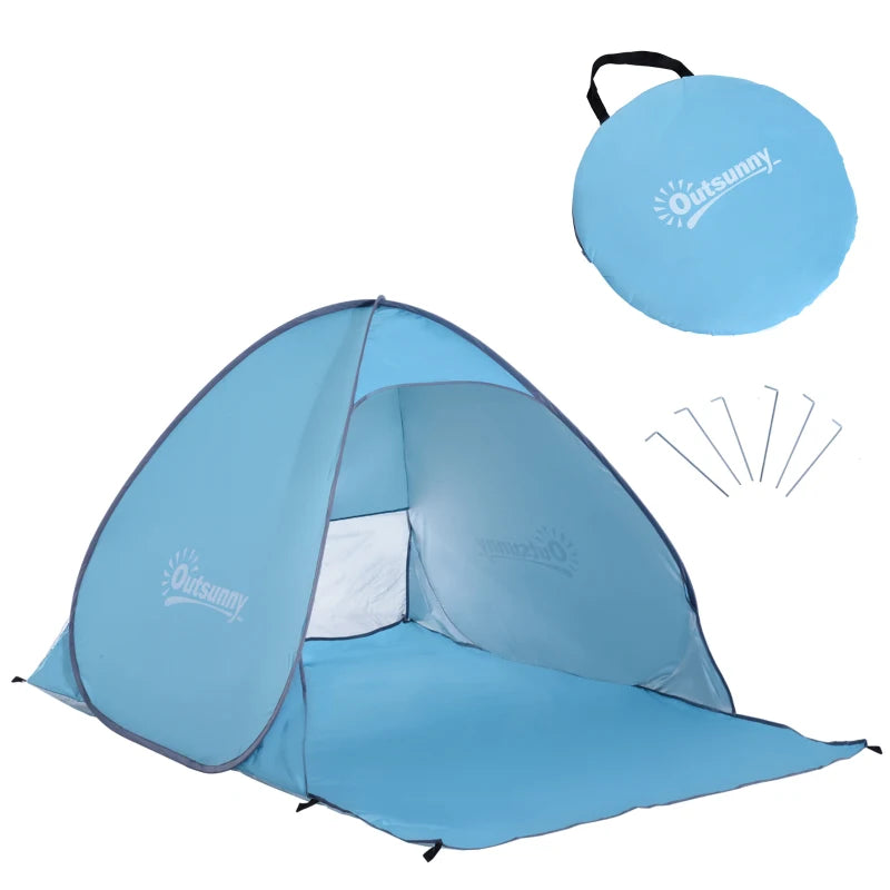 Blue Pop-Up Beach Tent for 2-3 People with UV 30+ Protection