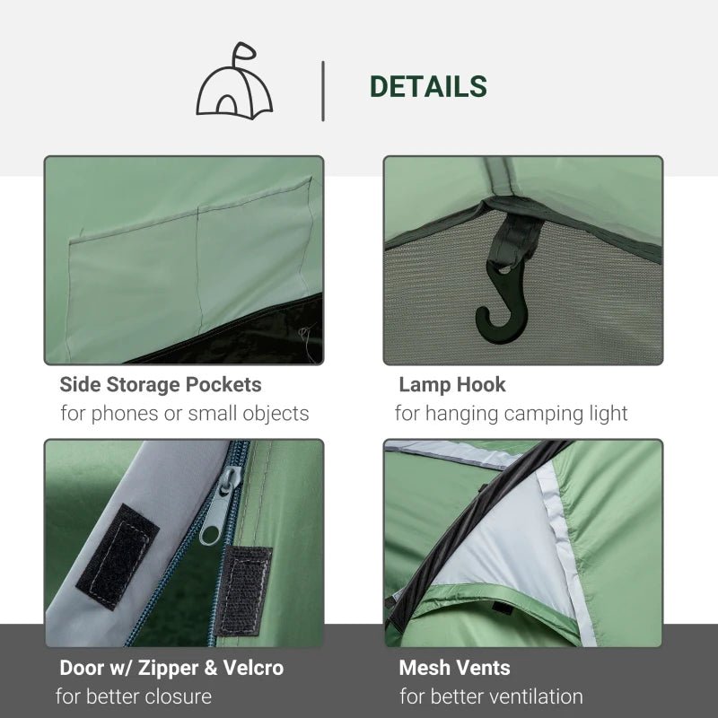 Green 2-3 Person Tunnel Camping Tent with Groundsheet & Rainfly