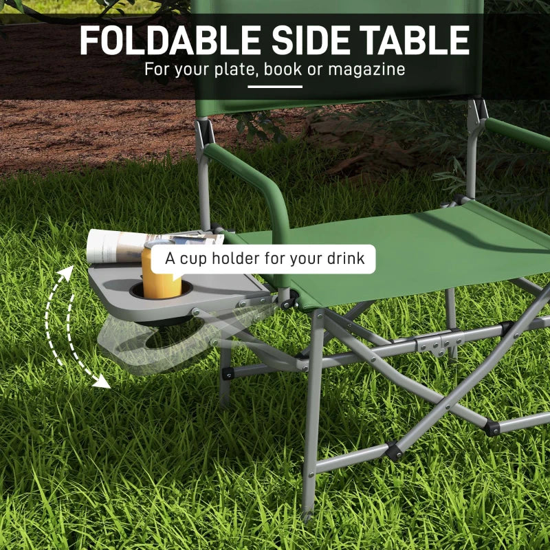 Green Folding Camping Chair with Side Table