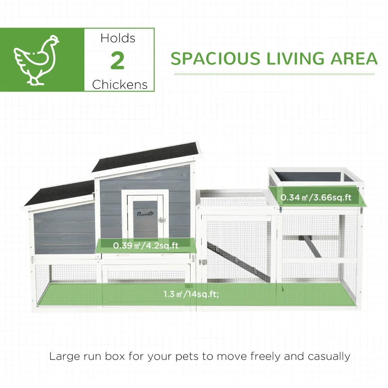 Wooden Outdoor Poultry Cage with Plant Box and Run, 191.5 x 80 x 90cm