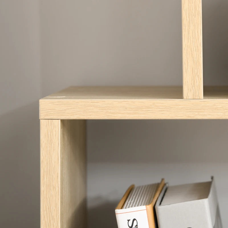 8-Tier Natural Bookcase with Anti-Tipping Foot Pads
