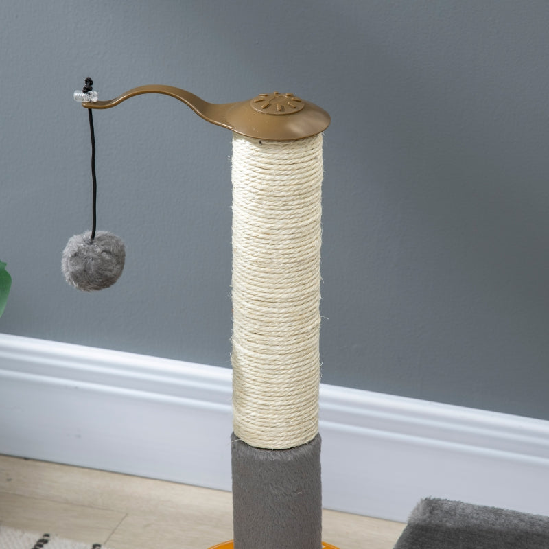 Grey 56cm Cat Tree Tower with Scratching Posts and Toy Ball